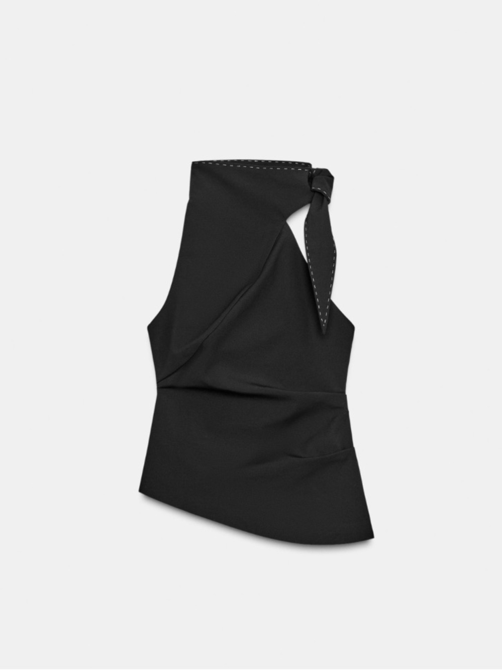 Zara Black One-Shoulder Top with Knot Accent
